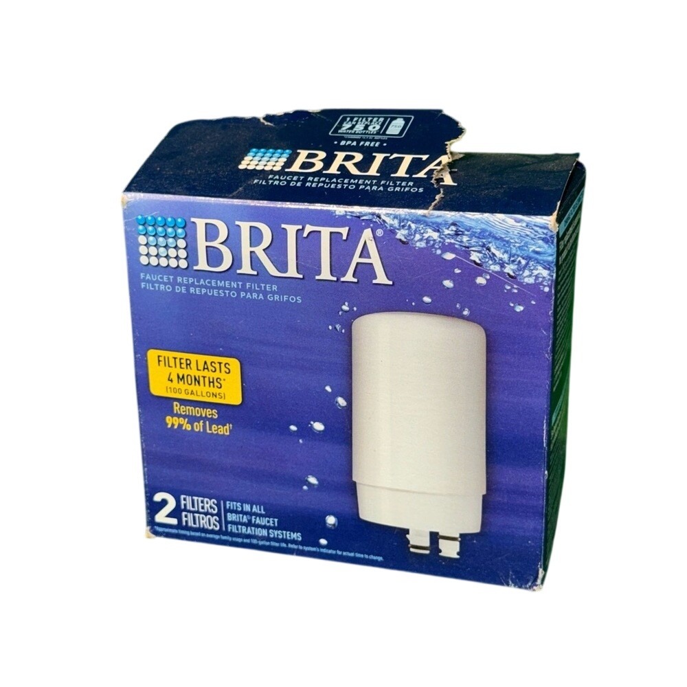 Brita Faucet Replacement Filter 2-Pack White FR-200 BPA Free 100 Gallon Capacity